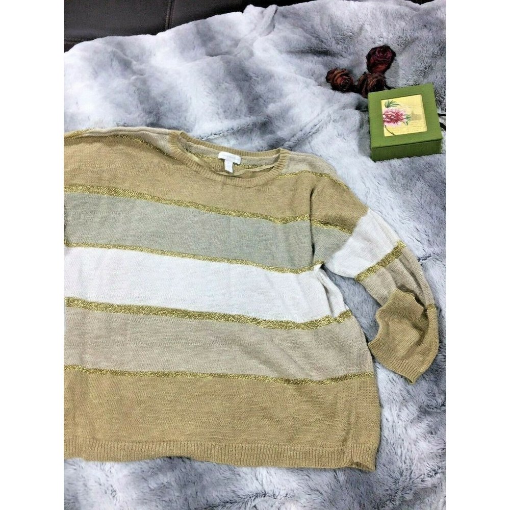 CHARTER CLUB Beige Gold Holiday Sweater Sz XLarge